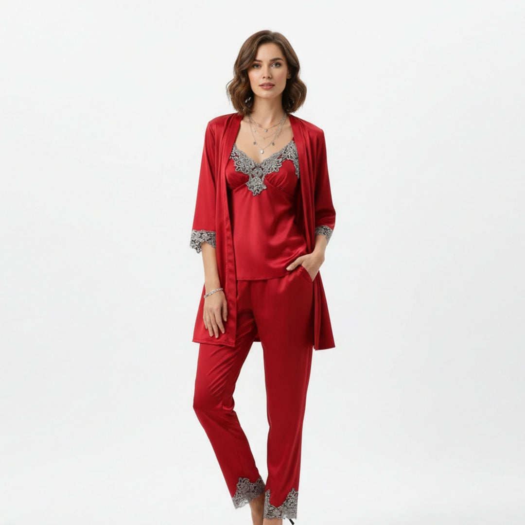 Pehmeä silkkiä muistuttava pyjama-setti 3