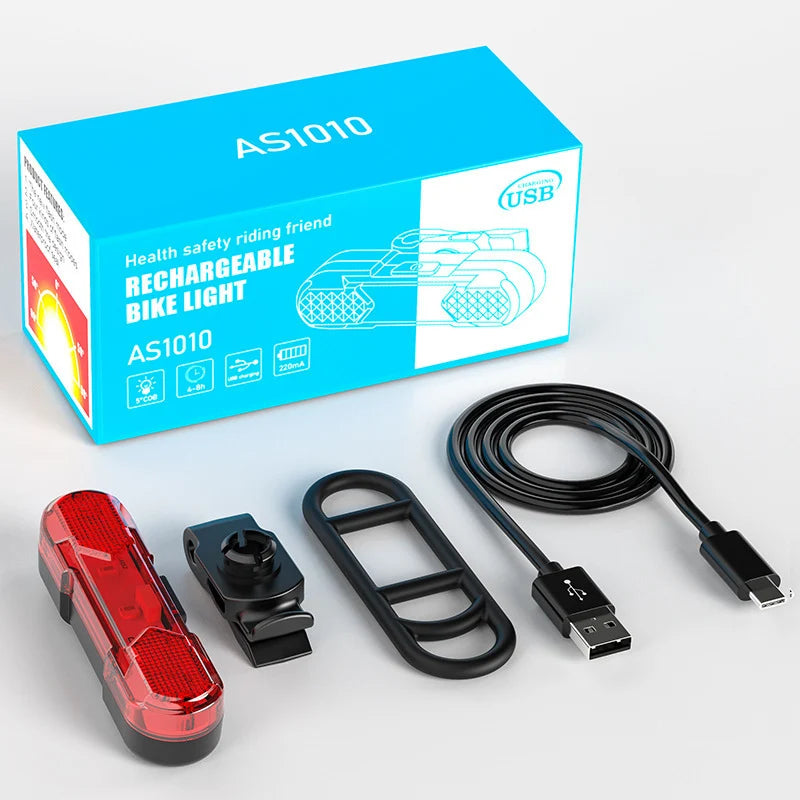 Polkupyörän takavalo USB-ladattava 360° kääntyvä 3