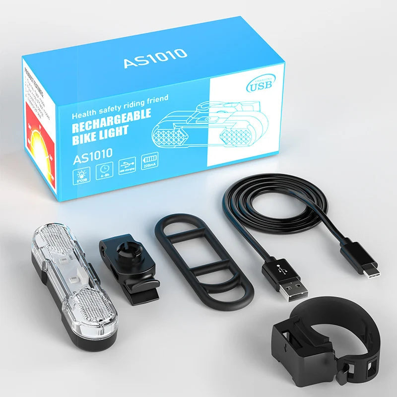 Polkupyörän takavalo USB-ladattava 360° kääntyvä 4