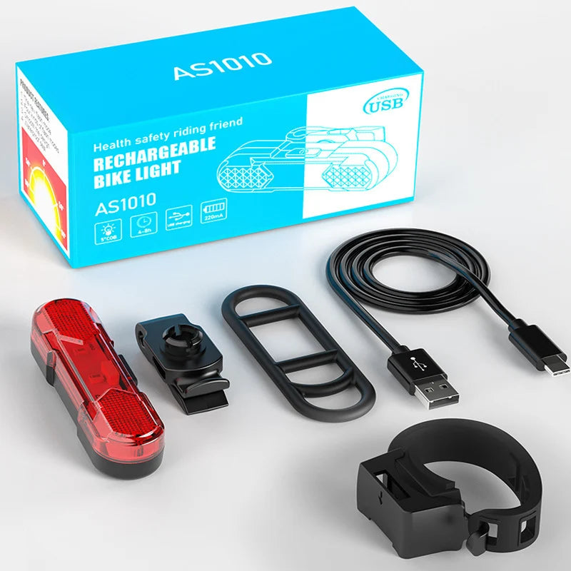 Polkupyörän takavalo USB-ladattava 360° kääntyvä 5