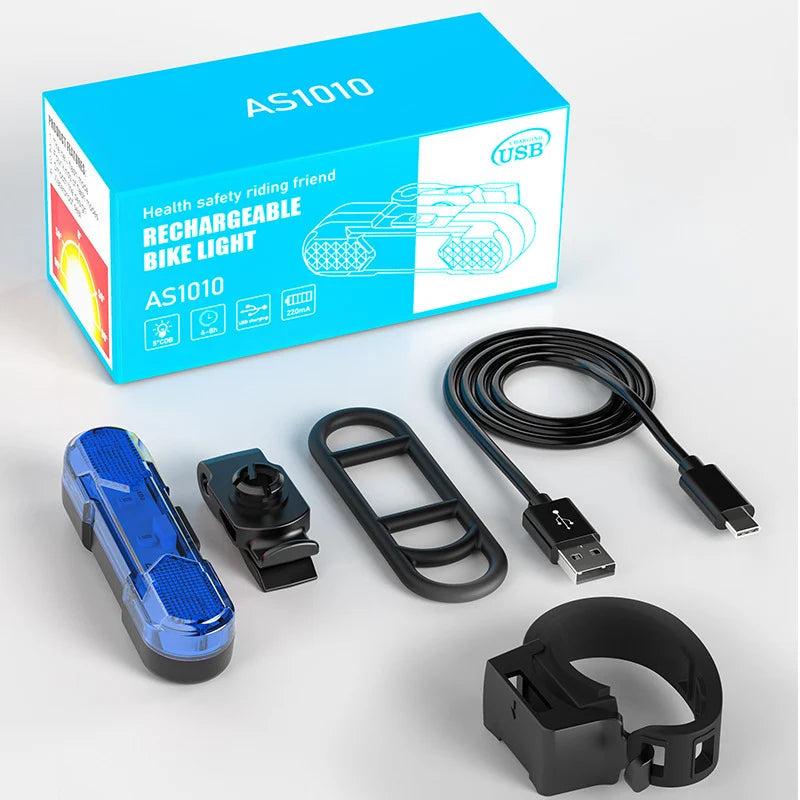 Polkupyörän takavalo USB-ladattava 360° kääntyvä 7