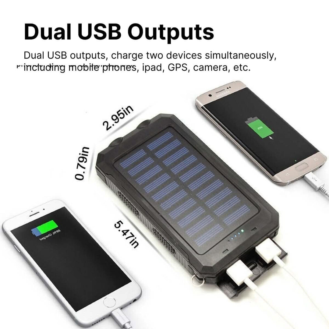Power Bank Vedenpitävä Aurinkoenergialla 30 000 mAh 2