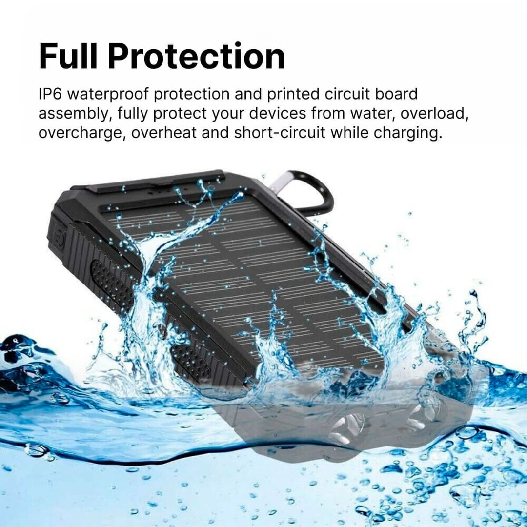 Power Bank Vedenpitävä Aurinkoenergialla 30 000 mAh 5