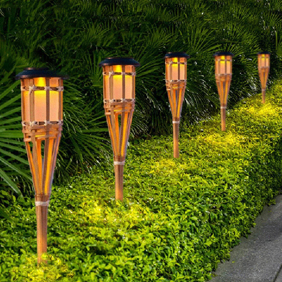 Puutarhalamput Aurinkoenergialla Toimivat Bambu Design 1