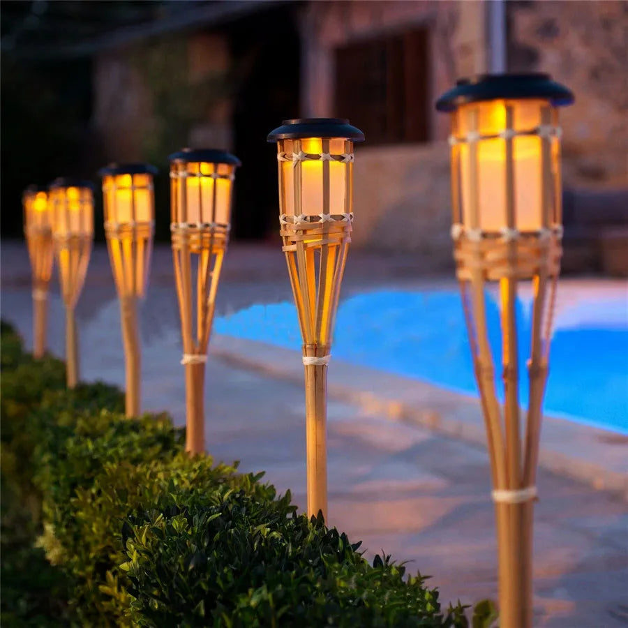 Puutarhalamput Aurinkoenergialla Toimivat Bambu Design 2