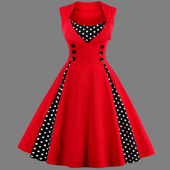 Naisten Vintage-mekko Polkadot-kuvioilla Retro Tyylillä 2