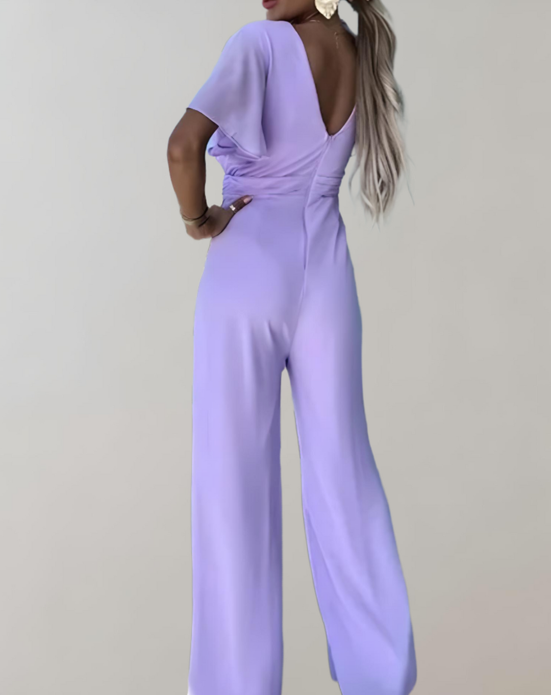 Naisten Jumpsuit V-kaula-aukolla Leveät Jalot Pehmeä Polyesteri-3