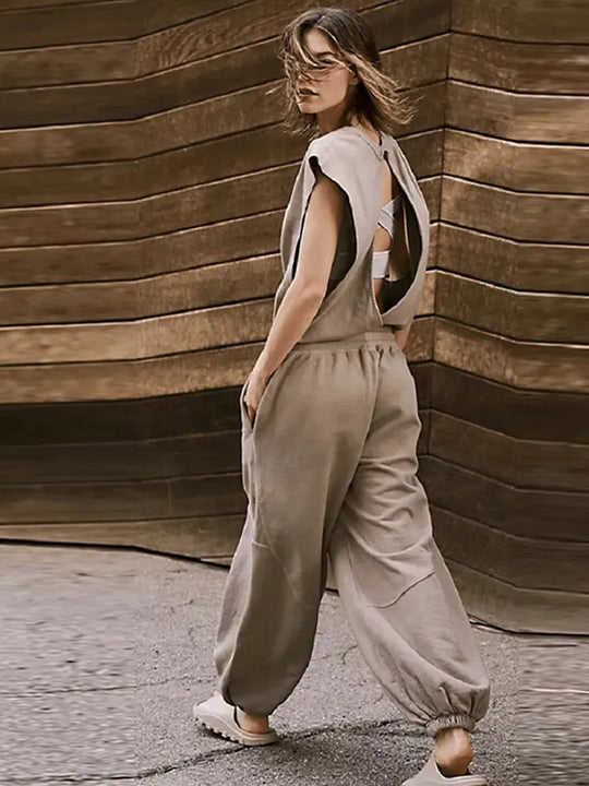 Naisille Rento Jumpsuit Avoin Selkä Polyesteri-5