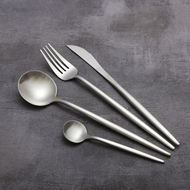 Ruokailuvälineet 4-osainen Setti Modernilla Muotoilulla 4