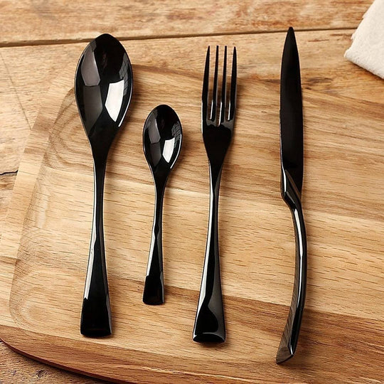 Ruokailuvälineet Musta Ruostumattomasta Teräksestä 0