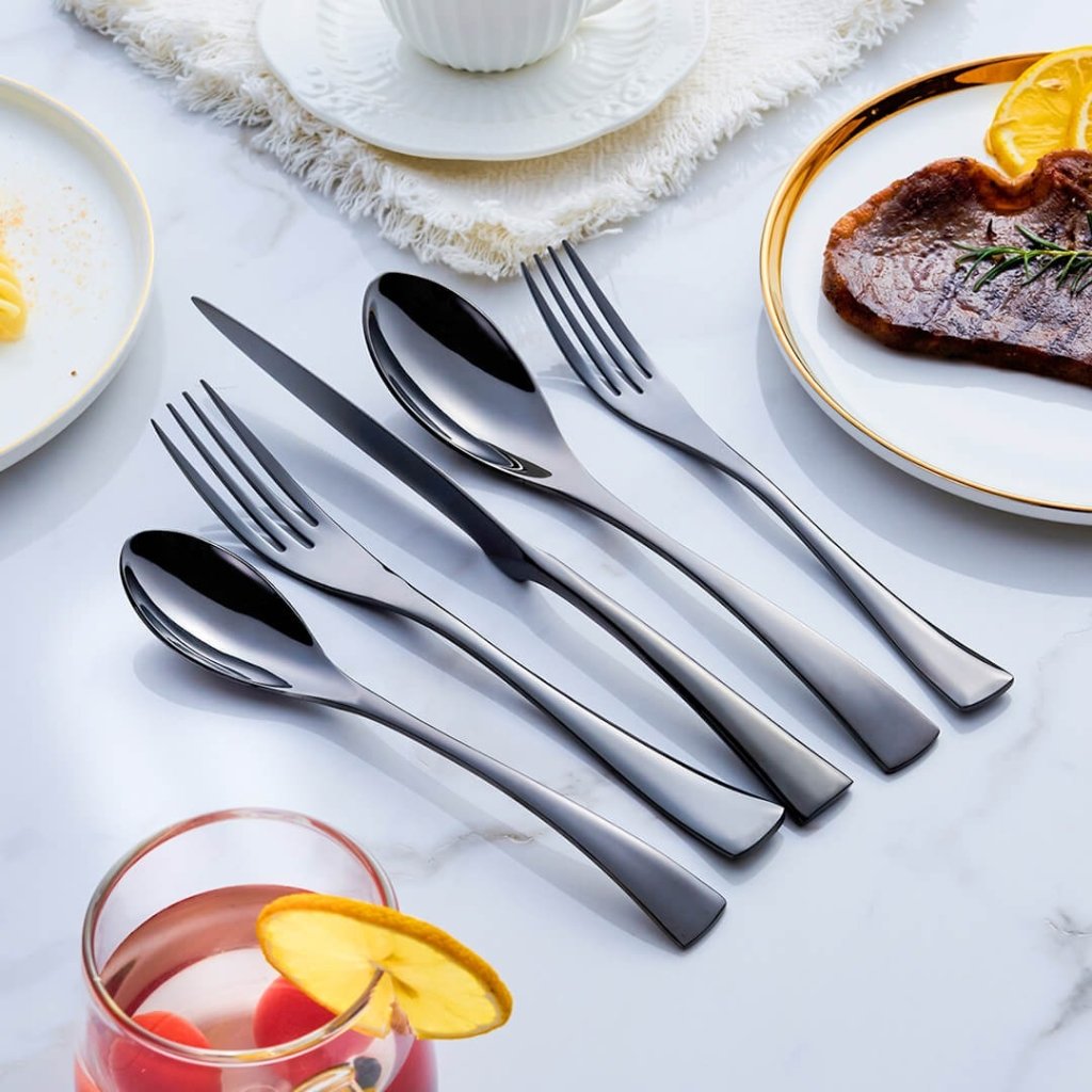 Ruokailuvälineet Musta Ruostumattomasta Teräksestä 2