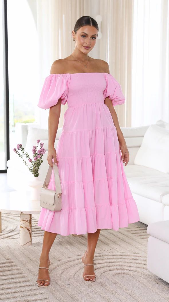 Naisten Midi Mekko Off-Shoulder Röyhelöillä Pehmeä Kangas-1
