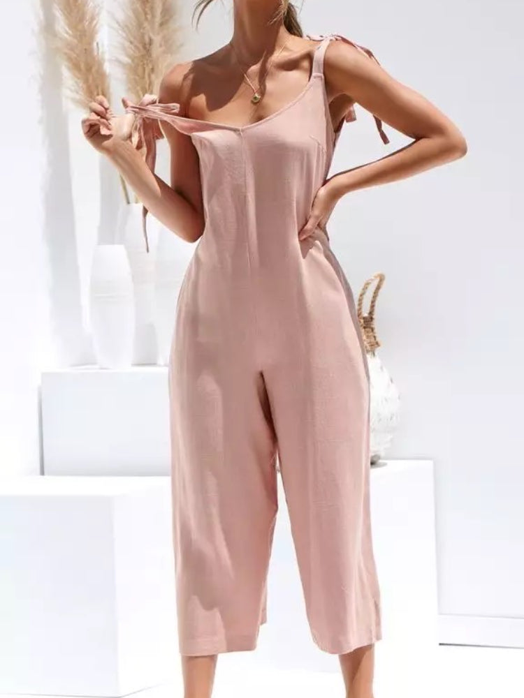Variant image for Naisten Hihaton Jumpsuit Leveillä Putkilla Kevyt Materiaali-13
