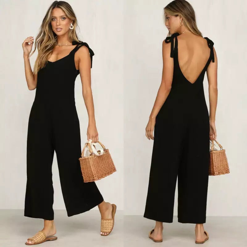 Naisten Hihaton Jumpsuit Leveillä Putkilla Kevyt Materiaali-4