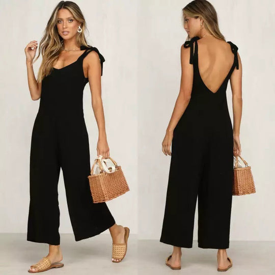 Naisten Hihaton Jumpsuit Leveillä Putkilla Kevyt Materiaali-4