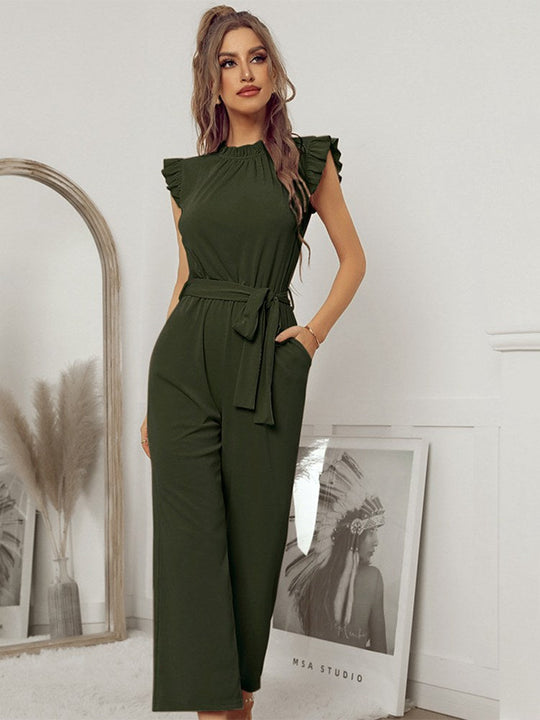 Naisten Jumpsuit Cap-hihoilla Korkealaatuinen Polyesteri-5