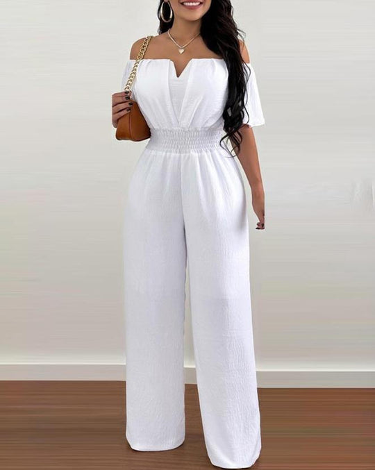 Naisten Off-Shoulder Kesäpuku Laskostetut Yksityiskohdat Polyesteri-2