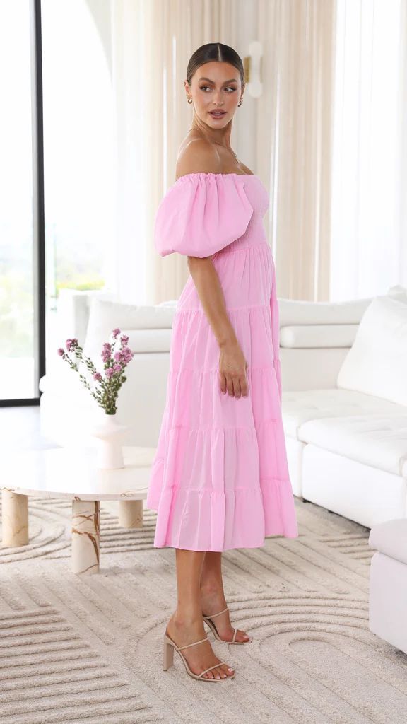 Naisten Midi Mekko Off-Shoulder Röyhelöillä Pehmeä Kangas-3