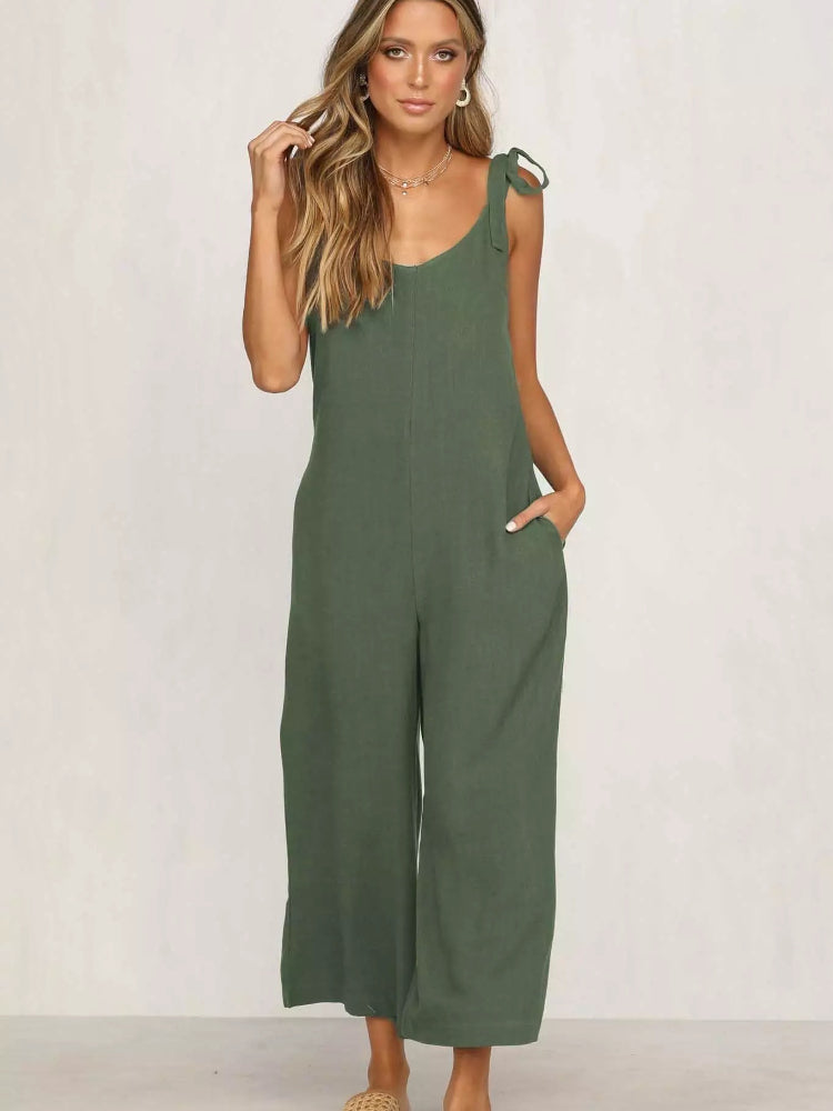Naisten Hihaton Jumpsuit Leveillä Putkilla Kevyt Materiaali-1