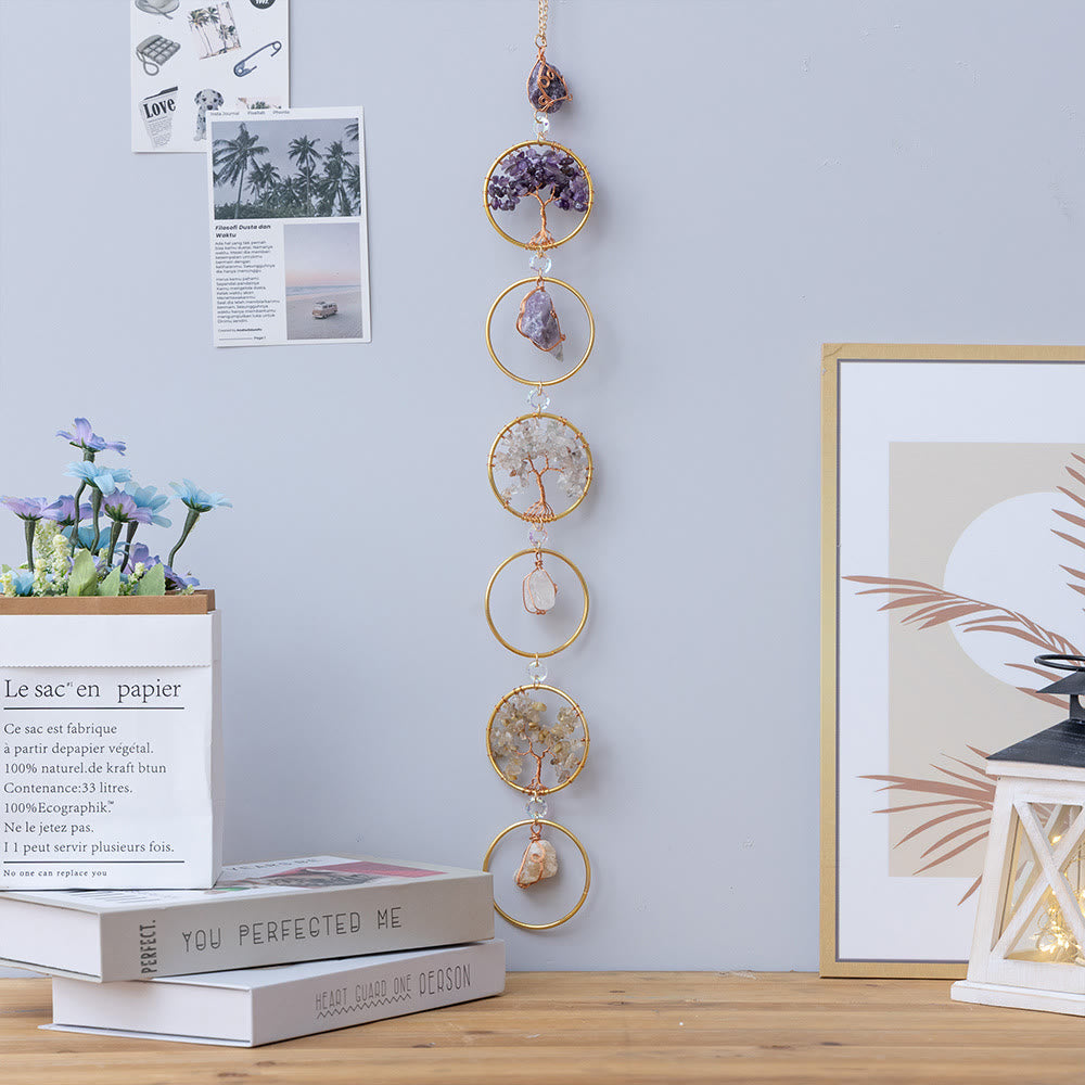 Seinäkoriste Elämänpuu Kristalli 6 Sormusta 1