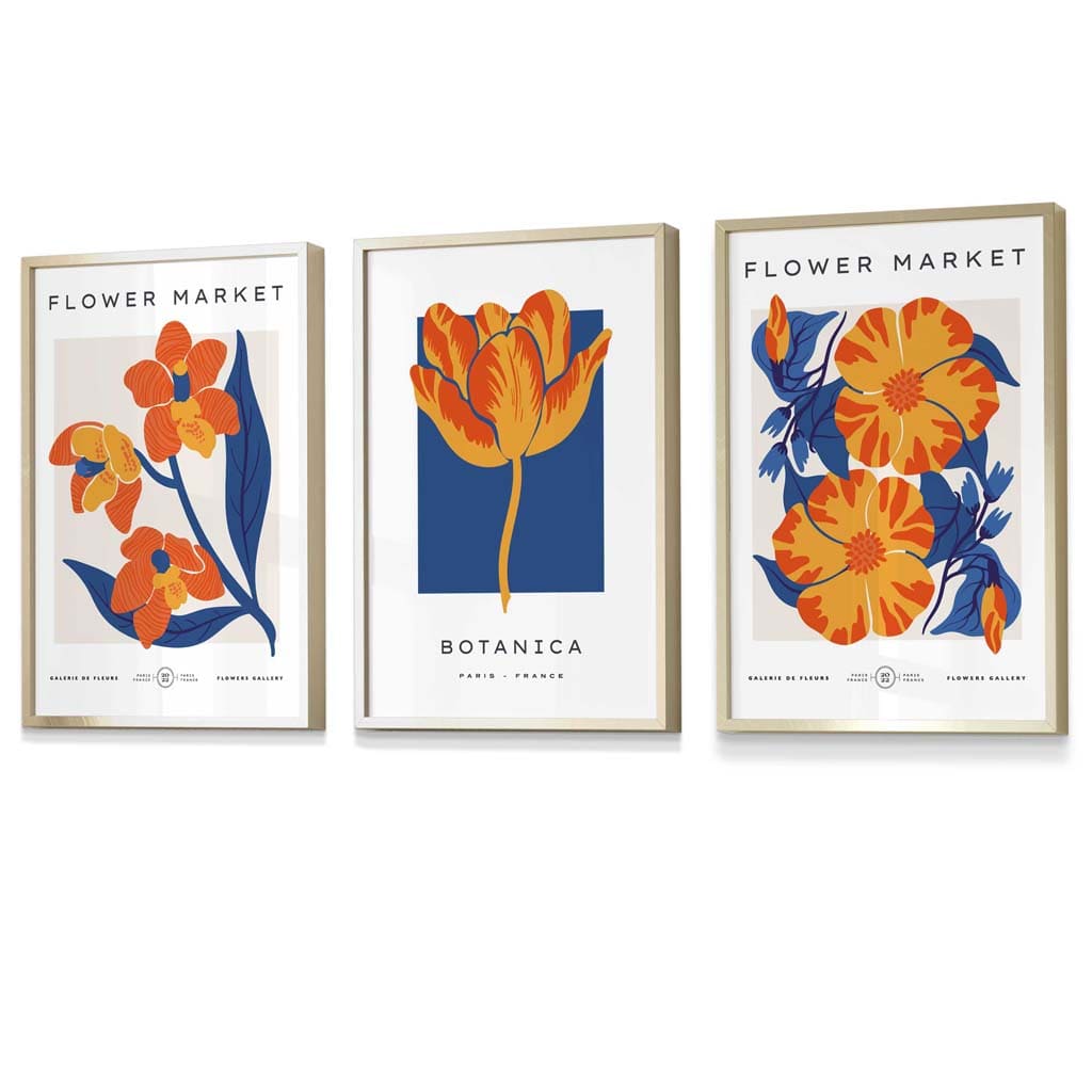 Seinätaideprintit Kukka-aiheiset Setti 3