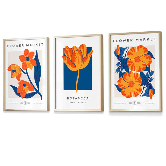 Seinätaideprintit Kukka-aiheiset Setti 3