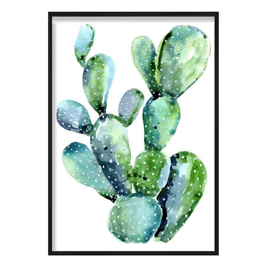Sinisenvihreä Akvarellivedos Cactus 0