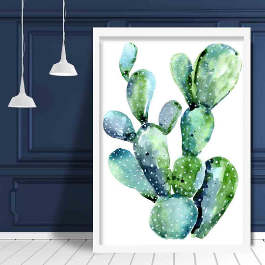 Sinisenvihreä Akvarellivedos Cactus 2