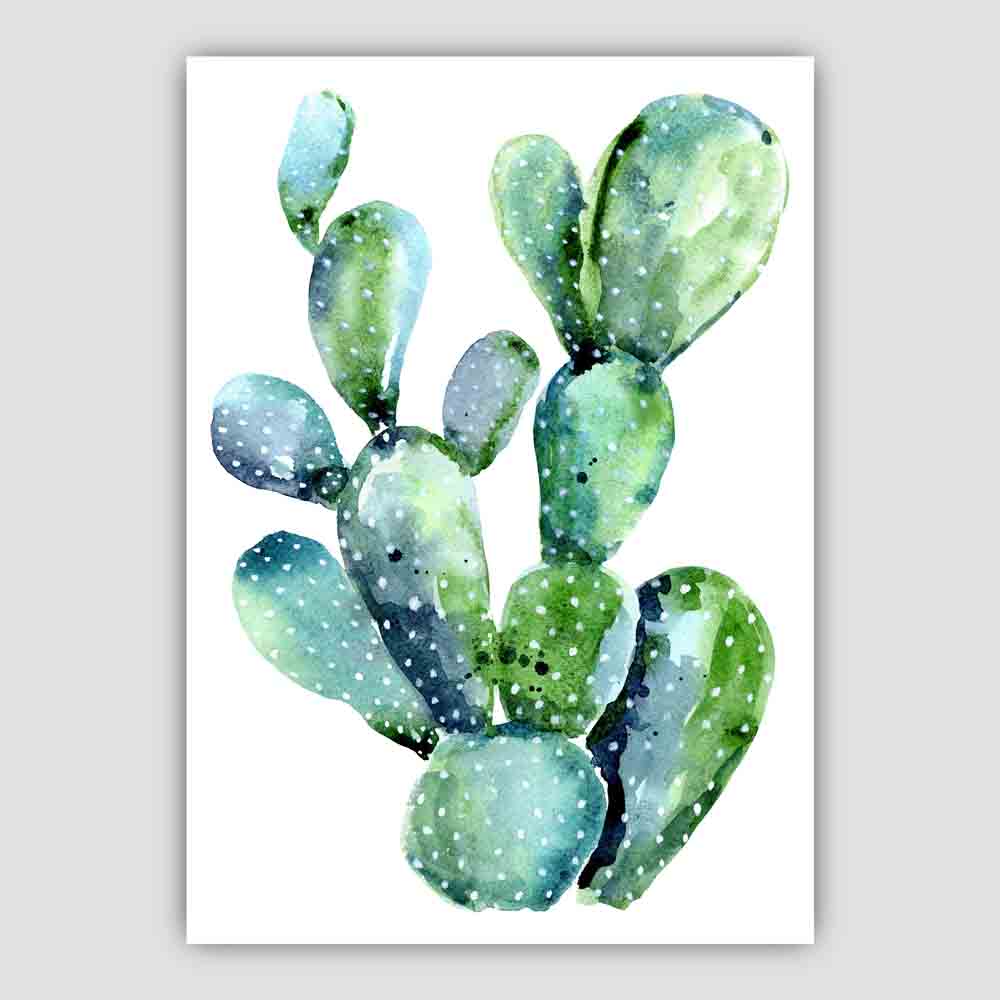 Sinisenvihreä Akvarellivedos Cactus 3