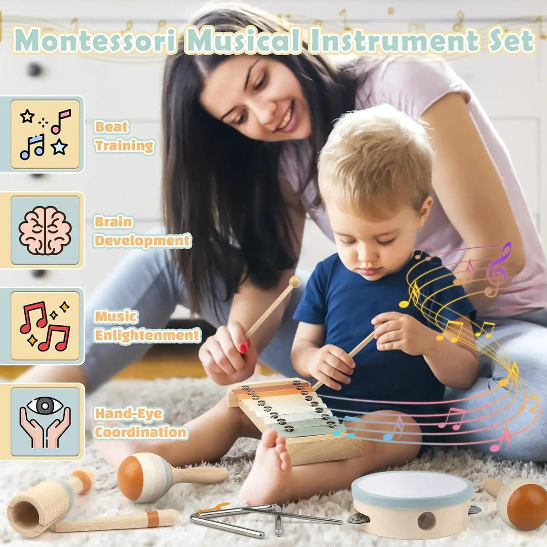 Taaperoiden Puinen Soitinsetti Montessori-tyylillä 1