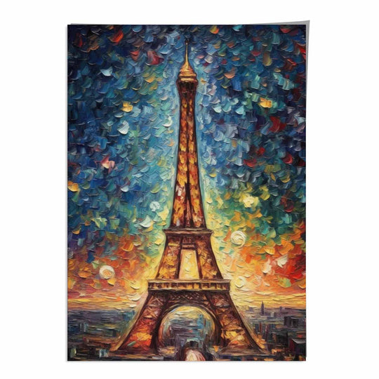 Taideprintti Eiffel-tornista Auringonlaskussa 0