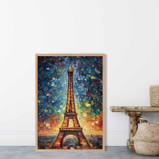 Taideprintti Eiffel-tornista Auringonlaskussa 1