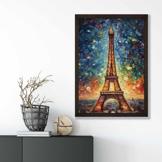 Taideprintti Eiffel-tornista Auringonlaskussa 3