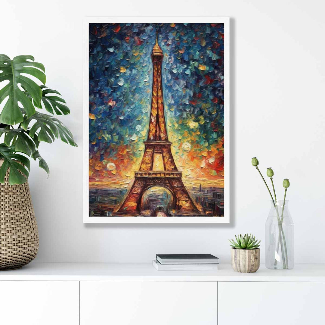Taideprintti Eiffel-tornista Auringonlaskussa 4