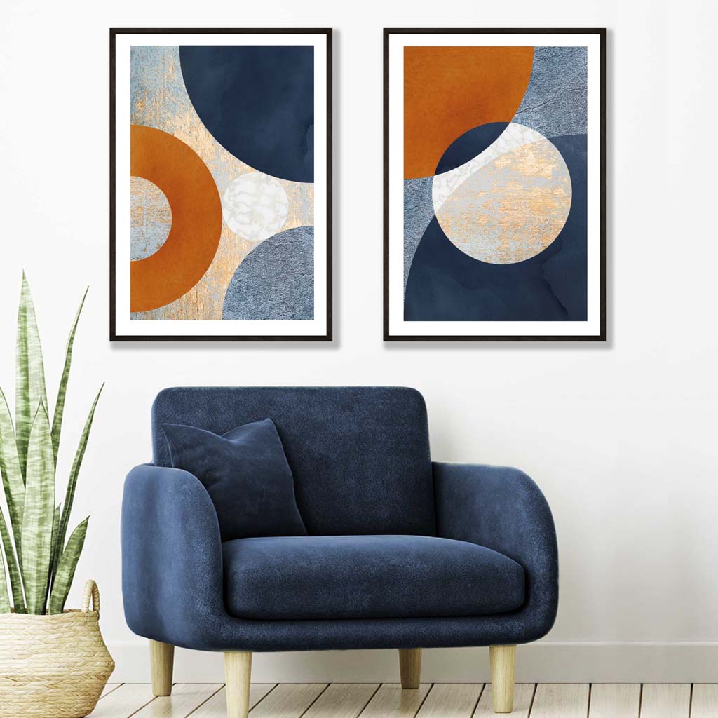 Taideprintti Setti Sininen ja Oranssi 1