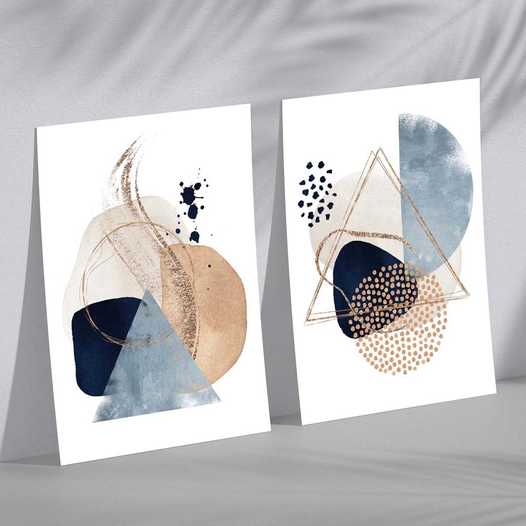 Taideprinttisarja Sininen ja Beige 0
