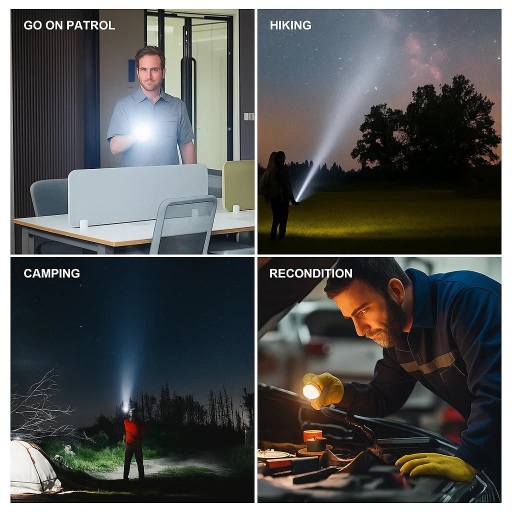 Tehokas LED-taskulamppu USB-latauksella ja zoom-toiminnolla 3