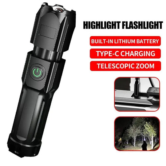 Tehokas LED-taskulamppu USB-latauksella ja zoom-toiminnolla 4