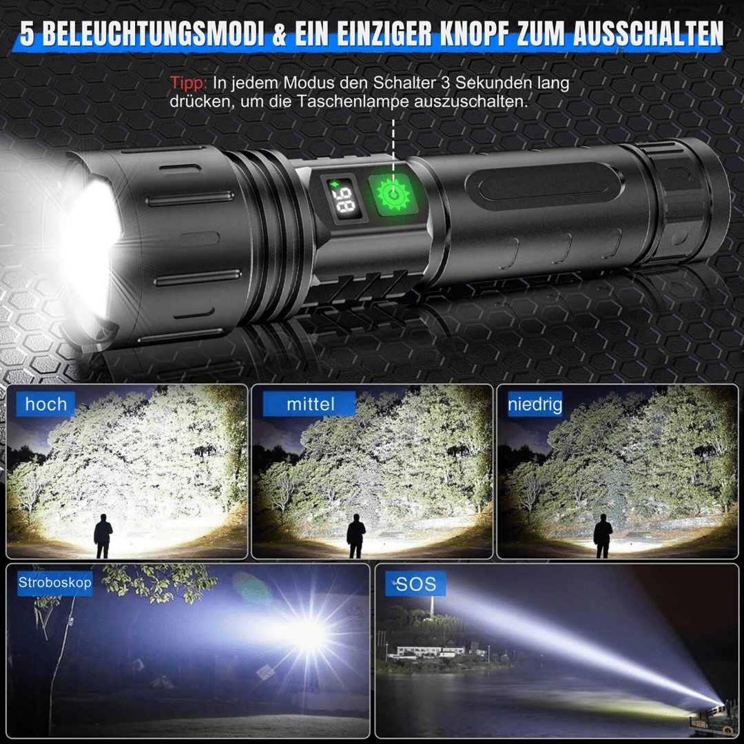 Tehokas Taskulamppu 100 000 Lumenia Monipuoliseen Käyttöön 3