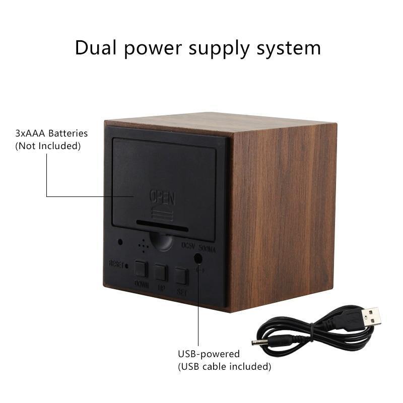 Tyylikäs LED Herätyskello Puupalikalla 5