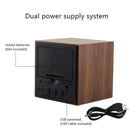 Tyylikäs LED Herätyskello Puupalikalla 5