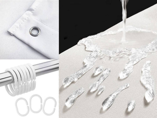 Tyylikäs Suihkuverho Vaaleanvihreä Pellava 1