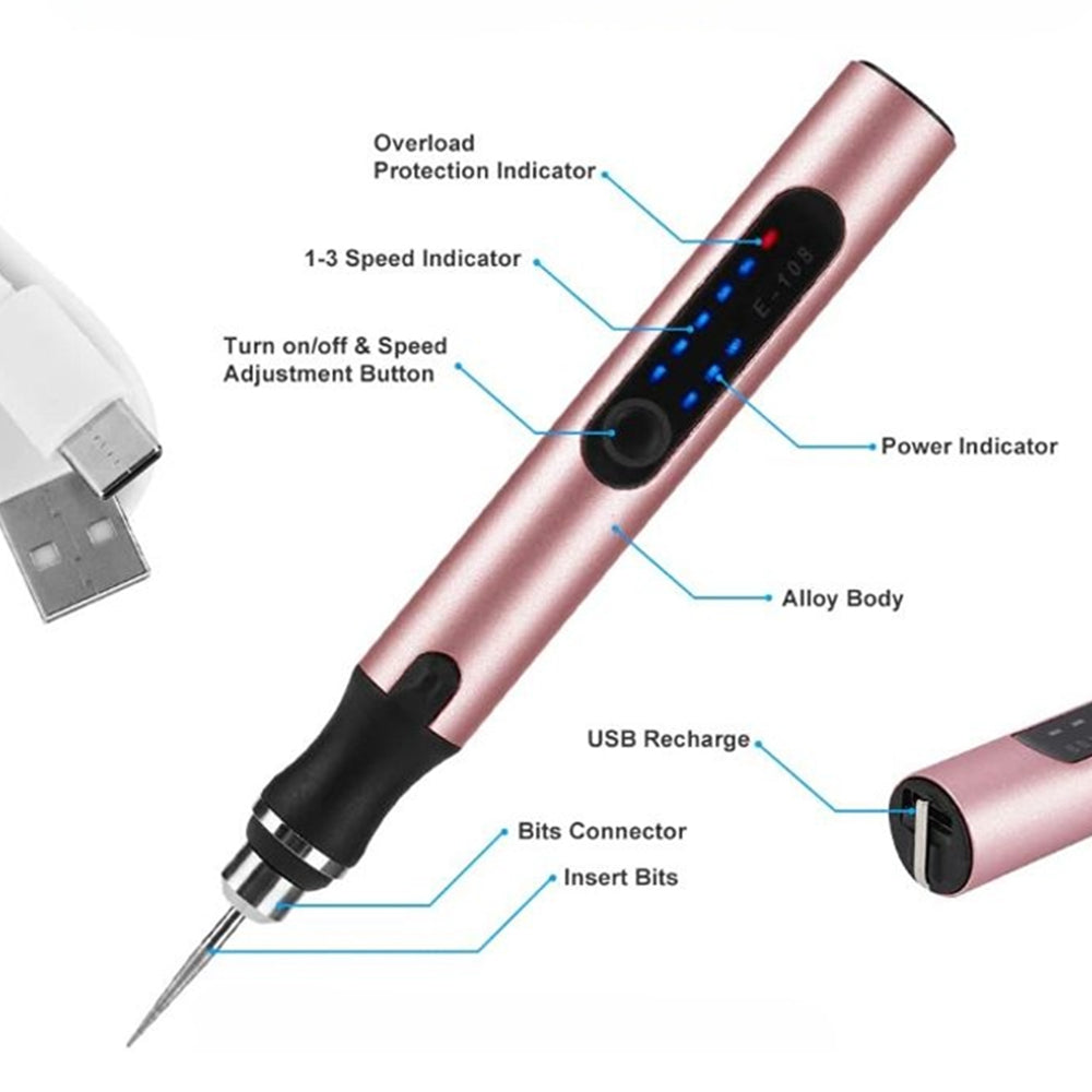 USB-ladattava Kaiverruskynä Tarkka ja Hiljainen 8