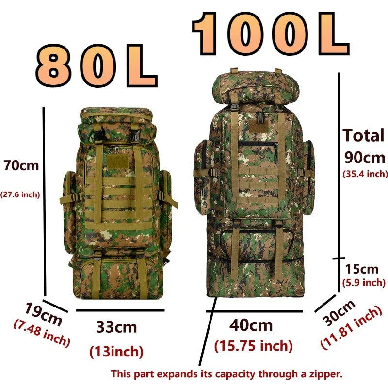 Ulkoilureppu 80L/100L Kiipeilyyn ja Retkeilyyn 1