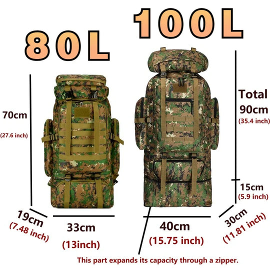 Ulkoilureppu 80L/100L Kiipeilyyn ja Retkeilyyn 1
