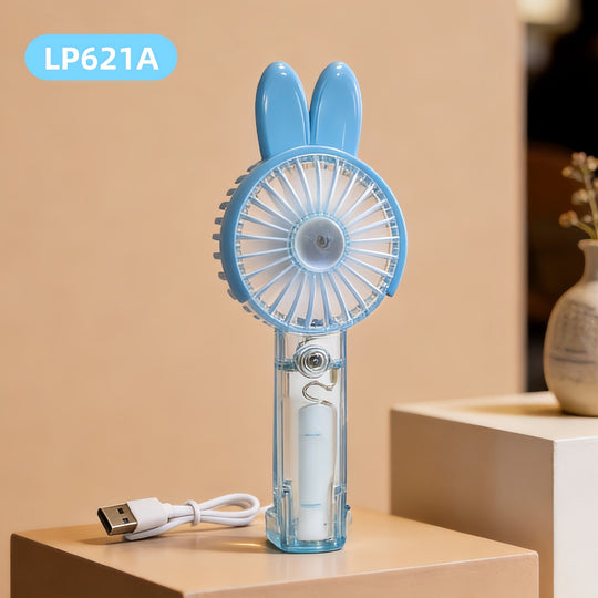 Unisex-kannettava USB-käsituuletin LED-valorengas ja karhunkorvat 10