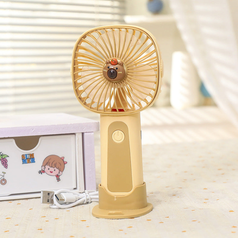 Unisex-kannettava USB-käsituuletin LED-valorengas ja karhunkorvat 13