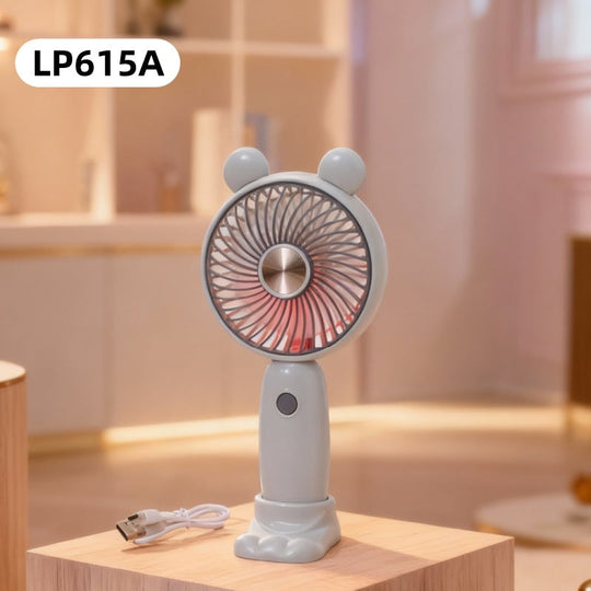 Unisex-kannettava USB-käsituuletin LED-valorengas ja karhunkorvat 24