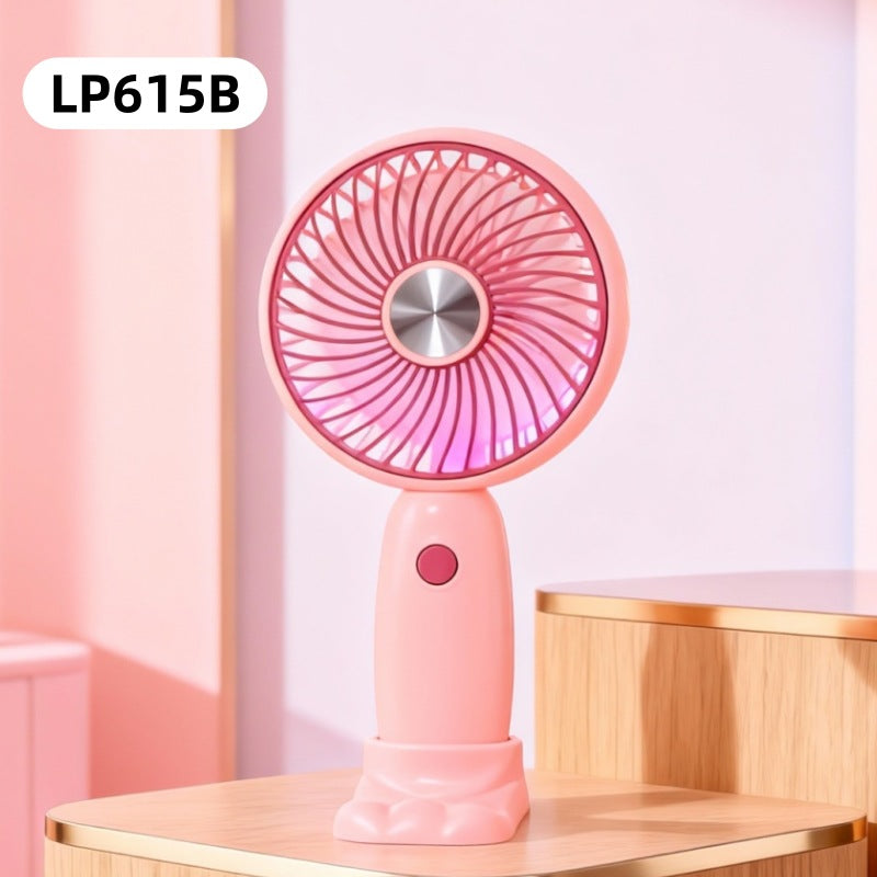 Unisex-kannettava USB-käsituuletin LED-valorengas ja karhunkorvat 7