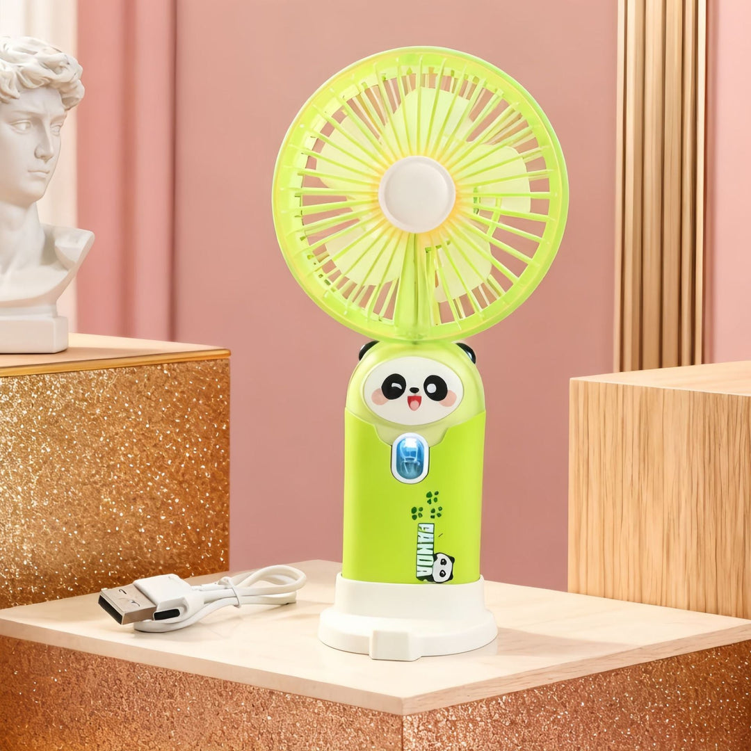 Unisex-kannettava USB-käsituuletin LED-valorengas ja karhunkorvat 8
